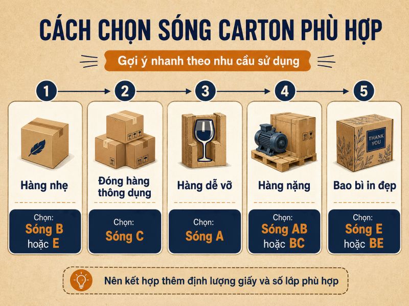 Cách lựa chọn loại sóng thùng carton phù hợp