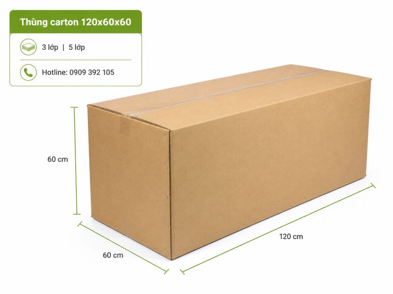 Thùng carton 120x60x60 3 lớp 5 lớp TPHCM