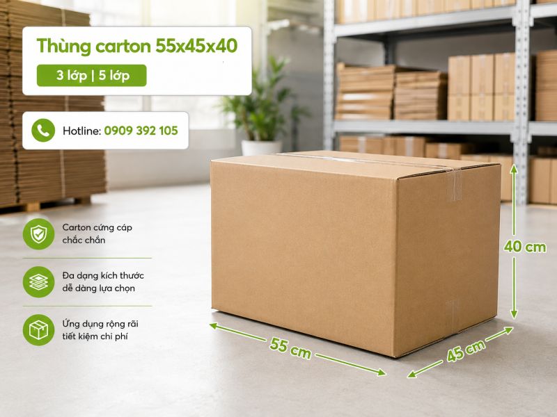 Thùng carton 55x45x40 3 lớp 5 lớp TPHCM