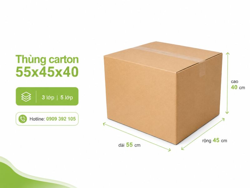 Thùng carton 55x45x40 3 lớp 5 lớp TPHCM