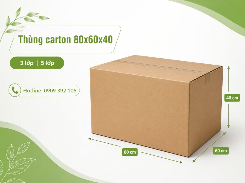 Thùng carton 80x60x40 3 lớp 5 lớp TPHCM