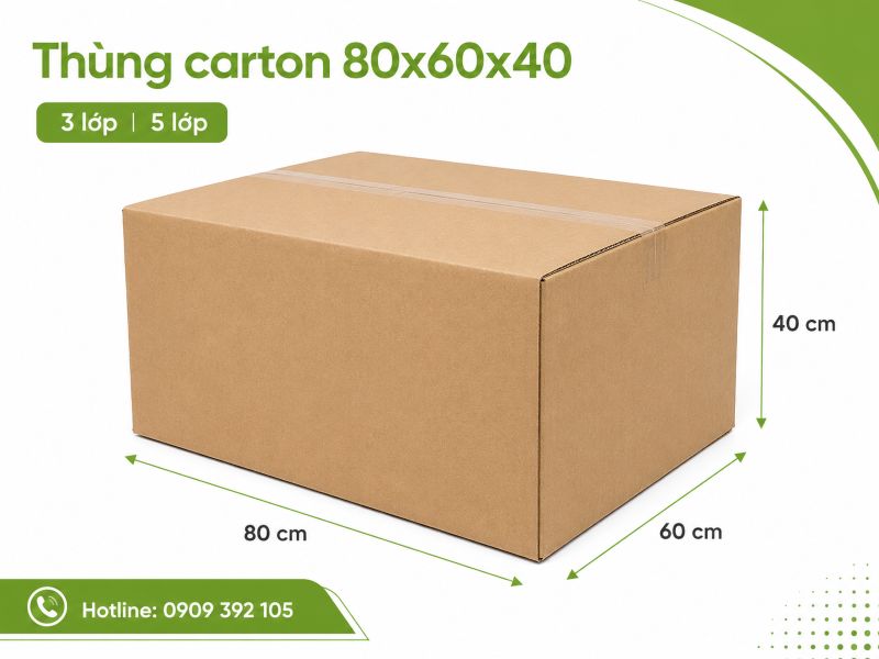 Thùng carton 80x60x40 3 lớp 5 lớp TPHCM