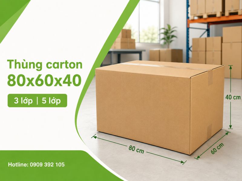 Thùng carton 80x60x40 3 lớp 5 lớp TPHCM