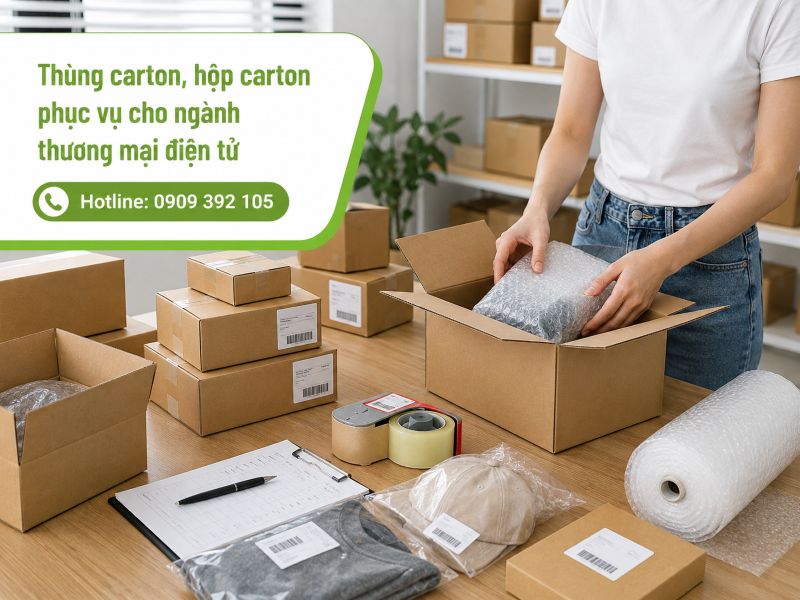 Thùng carton, hộp carton phục vụ cho ngành thương mại điện tử