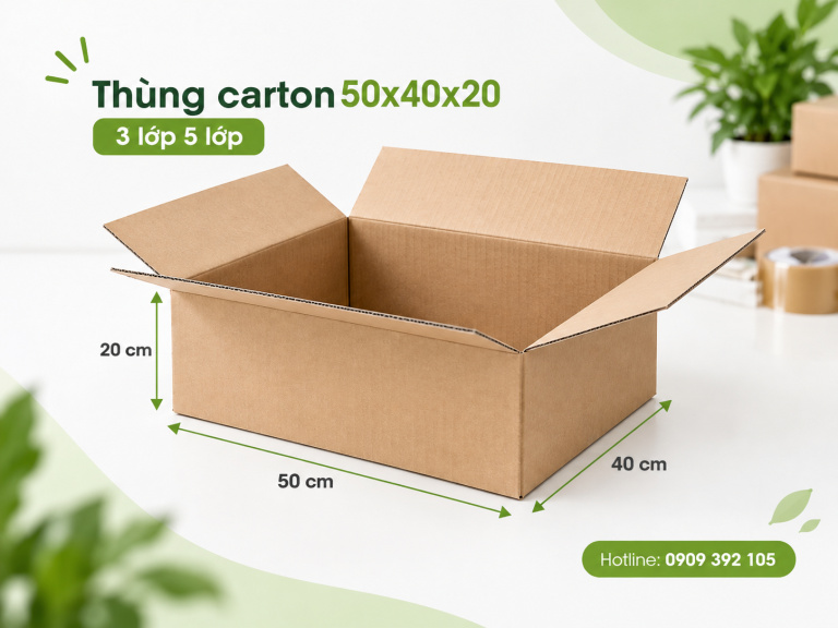 Thùng carton 50x40x20 3 lớp 5 lớp TPHCM
