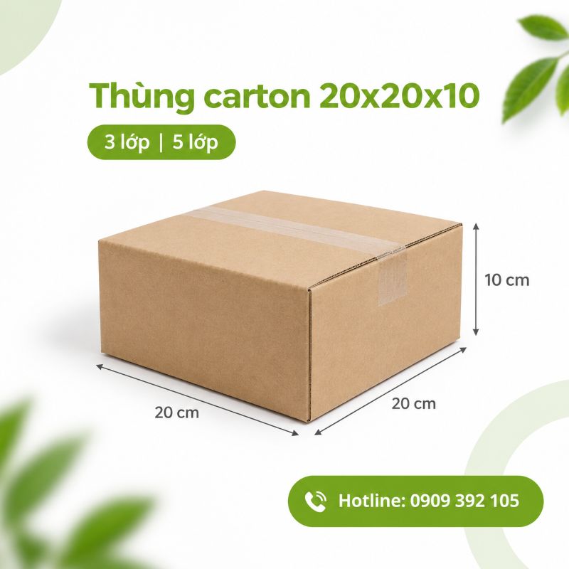 Thùng carton 20x20x10 3 lớp 5 lớp TPHCM