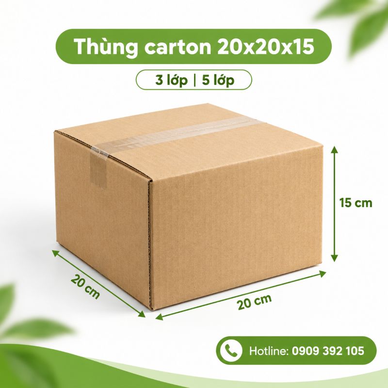 Thùng carton 20x20x15 3 lớp 5 lớp TPHCM