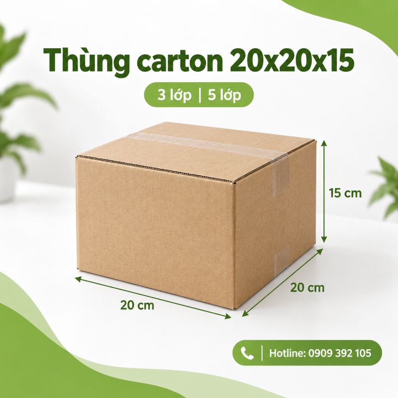 Thùng carton 20x20x15 3 lớp 5 lớp TPHCM