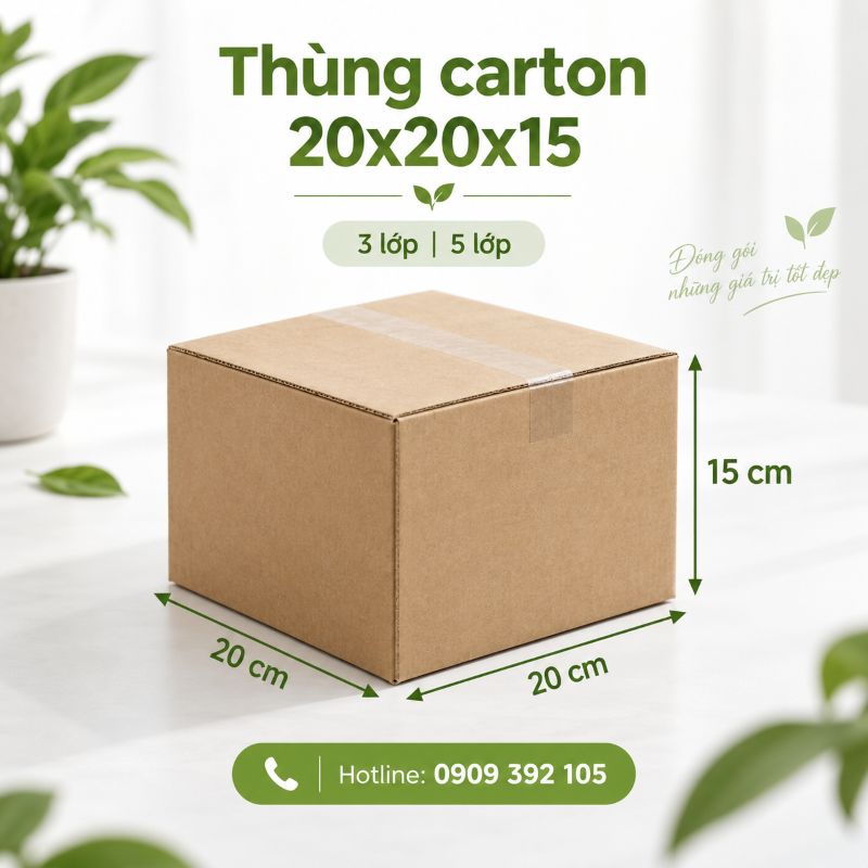 Thùng carton 20x20x15 3 lớp 5 lớp TPHCM