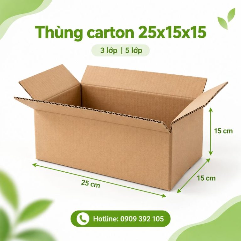 Thùng carton 25x15x15 3 lớp 5 lớp TPHCM