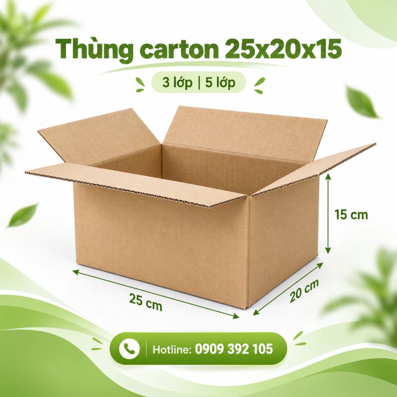 Thùng carton 25x20x15 3 lớp 5 lớp TPHCM