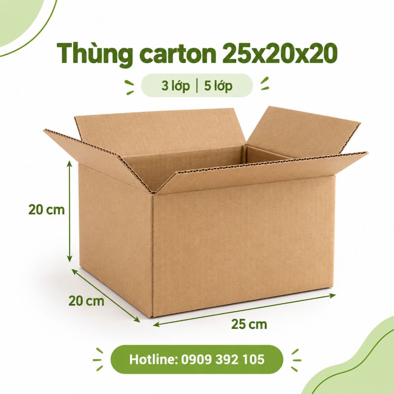 Thùng carton 25x20x20 3 lớp 5 lớp TPHCM