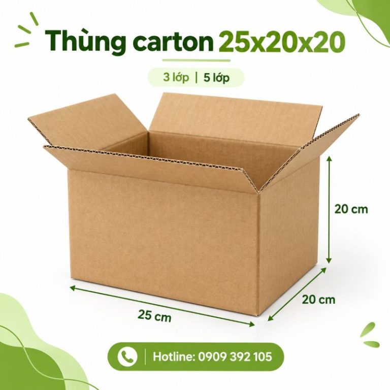 Thùng carton 25x20x20 3 lớp 5 lớp TPHCM