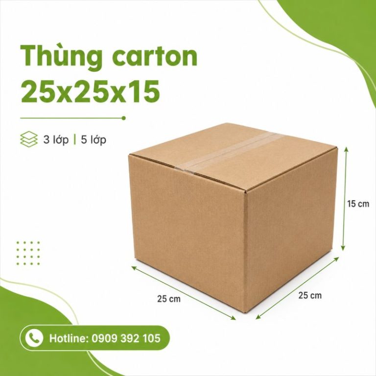 Thùng carton 25x25x15 3 lớp 5 lớp TPHCM