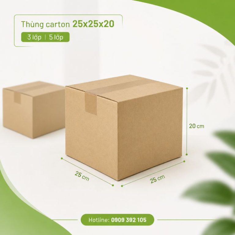 Thùng carton 25x25x20 3 lớp 5 lớp TPHCM