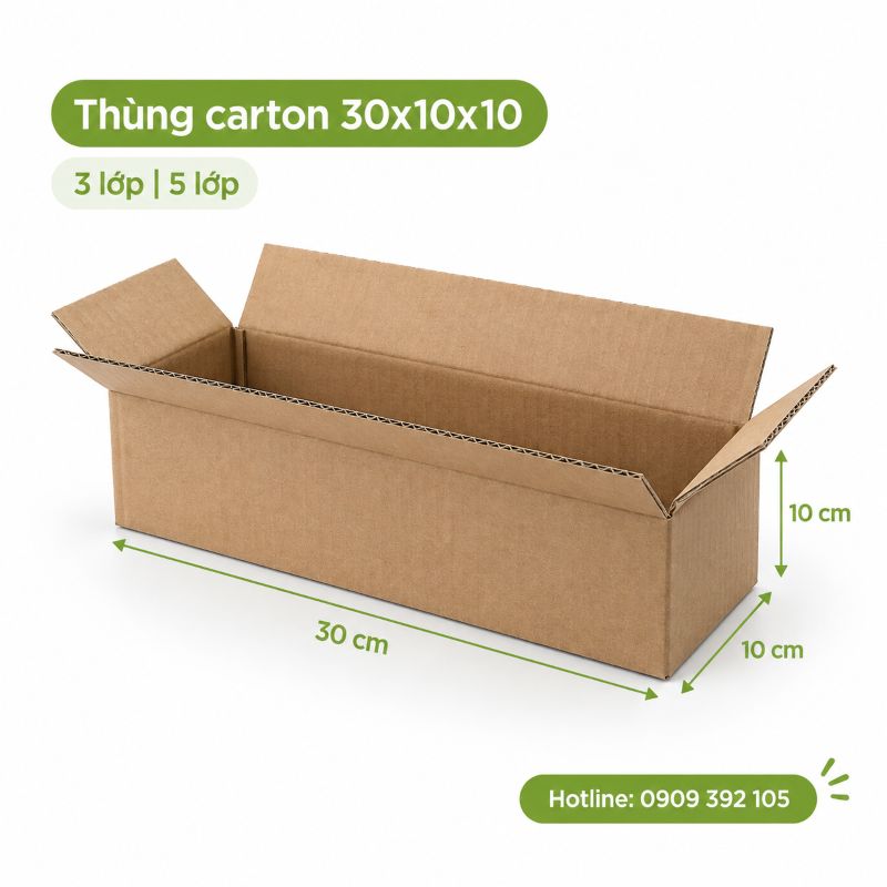 Thùng carton 30x10x10 3 lớp 5 lớp TPHCM