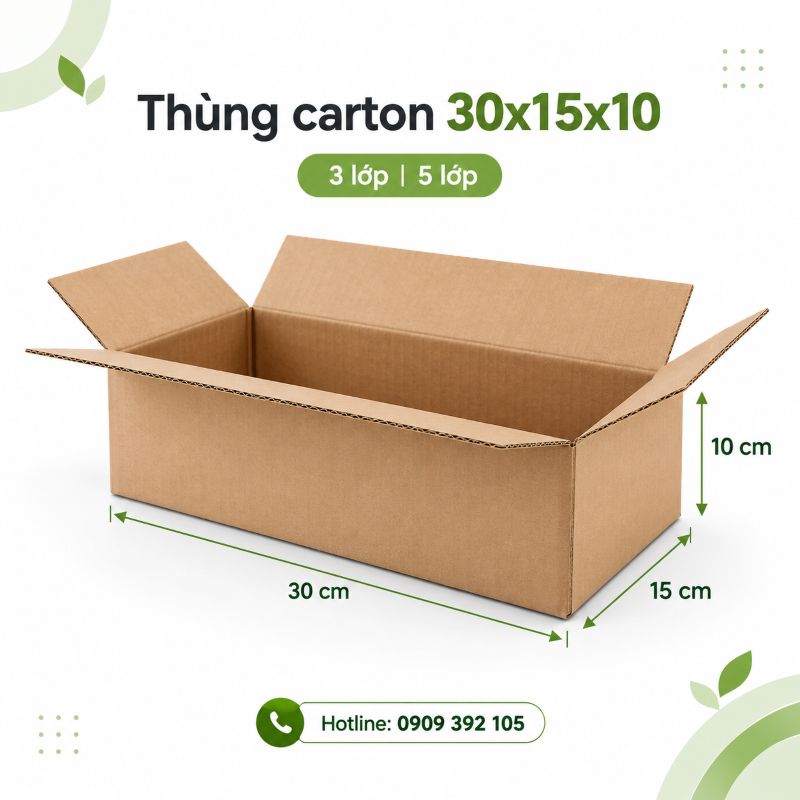 Thùng carton 30x15x10 3 lớp 5 lớp TPHCM