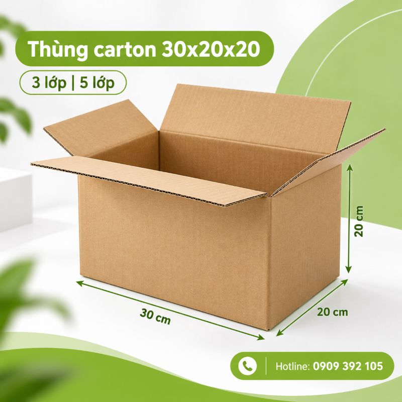 Thùng carton 30x20x20 3 lớp 5 lớp TPHCM