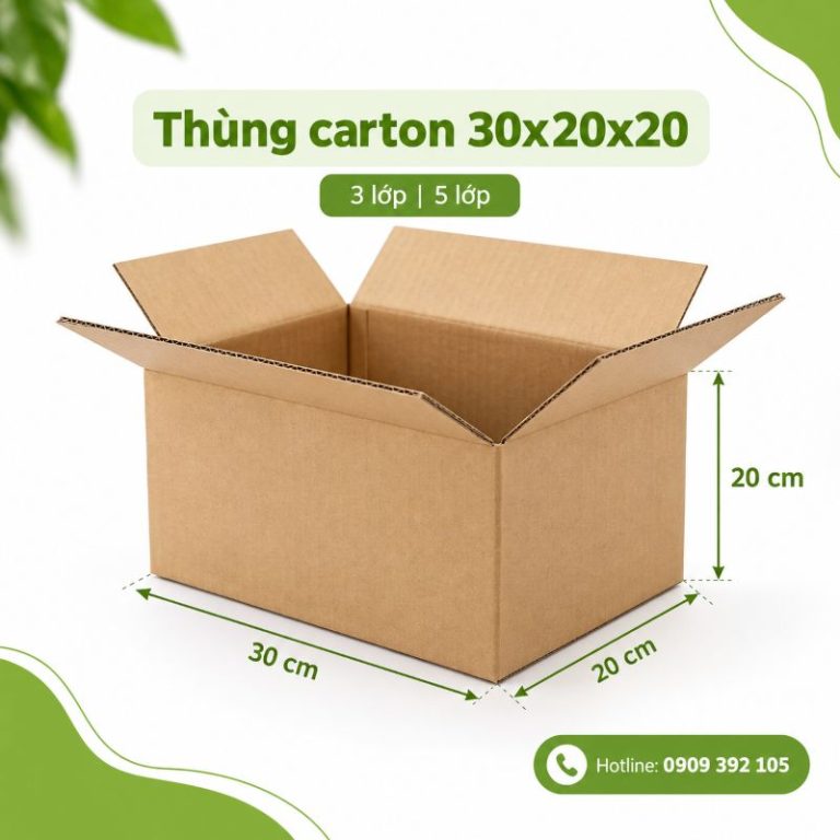 Thùng carton 30x20x20 3 lớp 5 lớp TPHCM