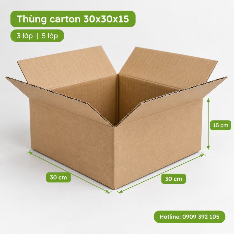 Thùng carton 30x30x15 3 lớp 5 lớp TPHCM