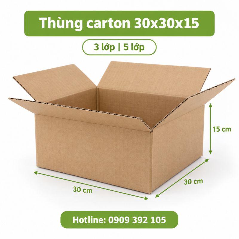 Thùng carton 30x30x15 3 lớp 5 lớp TPHCM