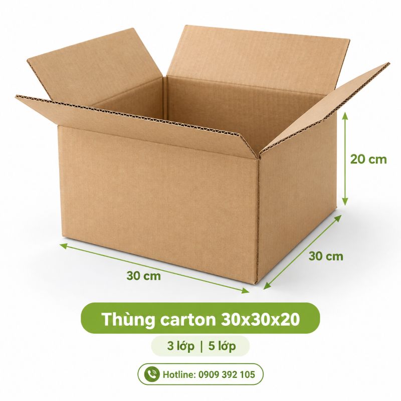 Thùng carton 30x30x20 3 lớp 5 lớp TPHCM