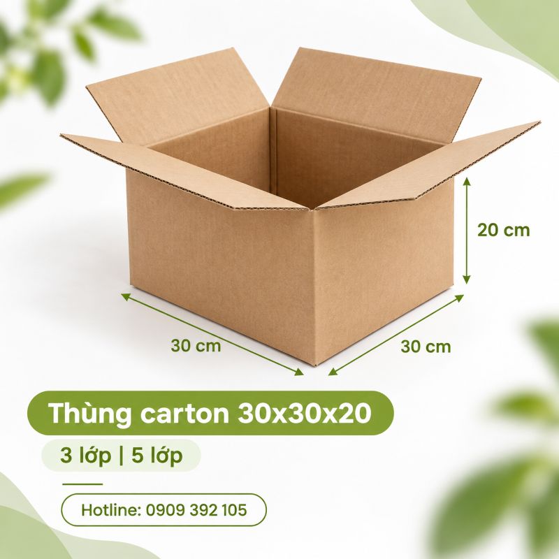 Thùng carton 30x30x20 3 lớp 5 lớp TPHCM