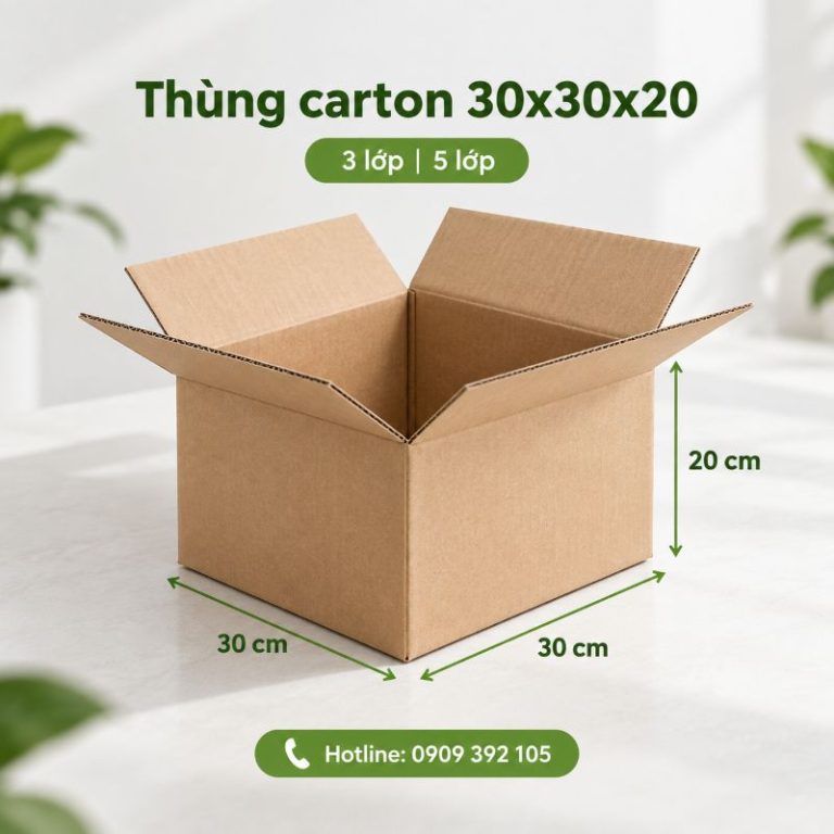 Thùng carton 30x30x20 3 lớp 5 lớp TPHCM