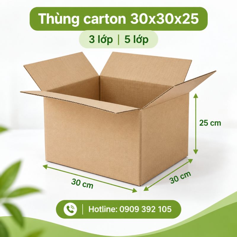 Thùng carton 30x30x25 3 lớp 5 lớp TPHCM