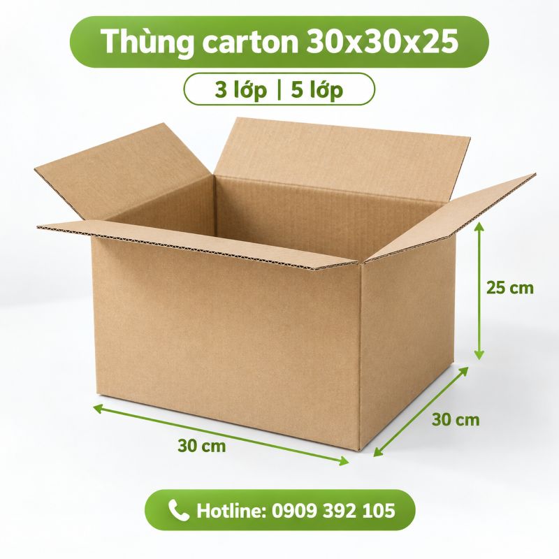 Thùng carton 30x30x25 3 lớp 5 lớp TPHCM