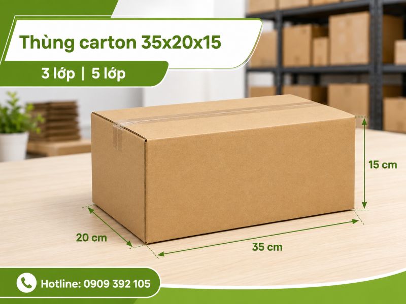 Thùng carton 35x20x15 3 lớp 5 lớp TPHCM