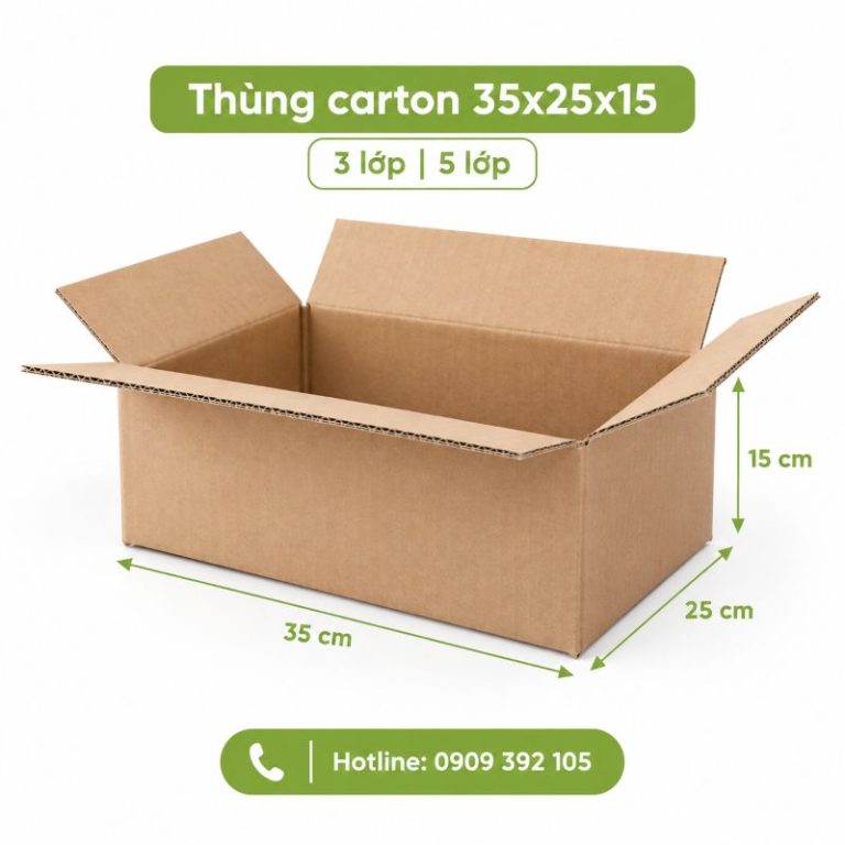 Thùng carton 35x25x15 3 lớp 5 lớp TPHCM