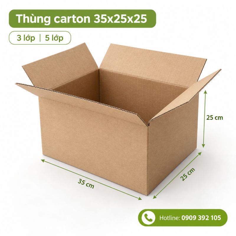 Thùng carton 35x25x25 3 lớp 5 lớp TPHCM