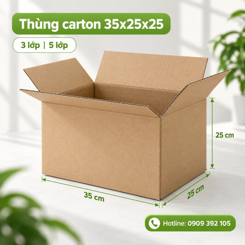 Thùng carton 35x25x25 3 lớp 5 lớp TPHCM