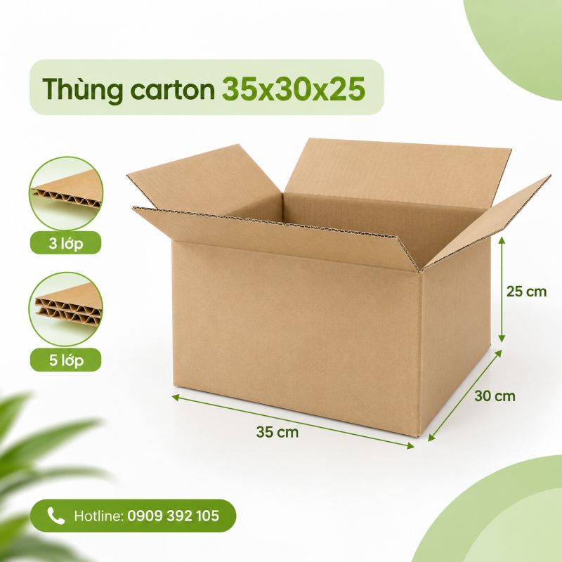 Thùng carton 35x30x25 3 lớp 5 lớp TPHCM