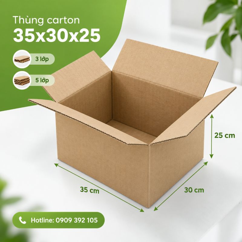 Thùng carton 35x30x25 3 lớp 5 lớp TPHCM