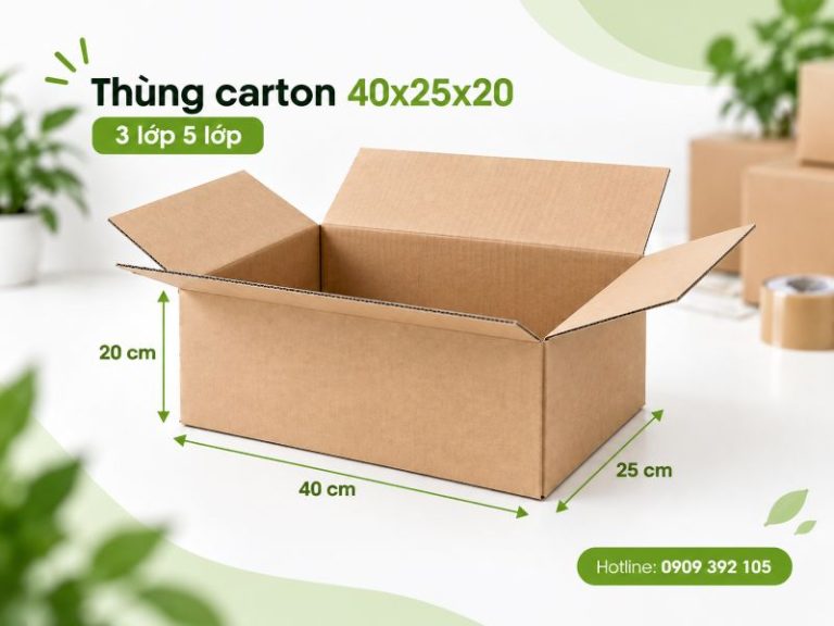 Thùng carton 40x25x20 3 lớp 5 lớp TPHCM