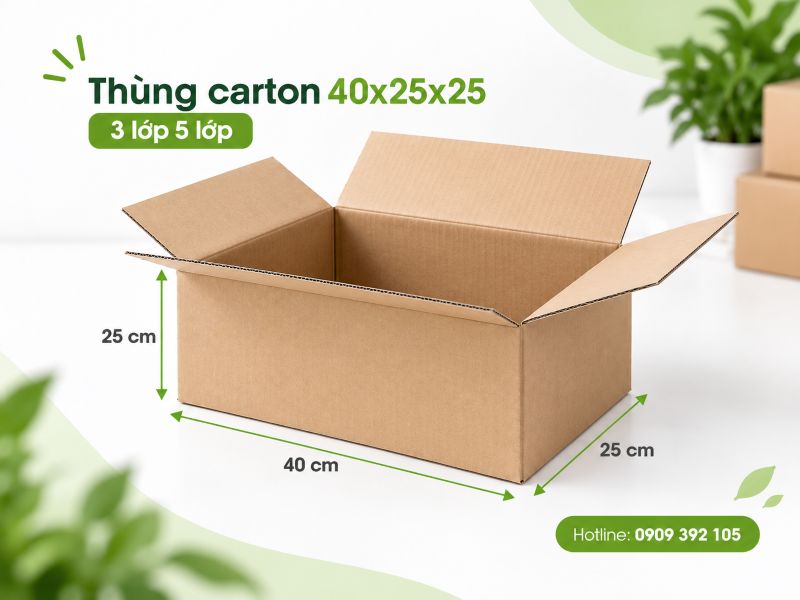 Thùng carton 40x25x25 3 lớp 5 lớp TPHCM