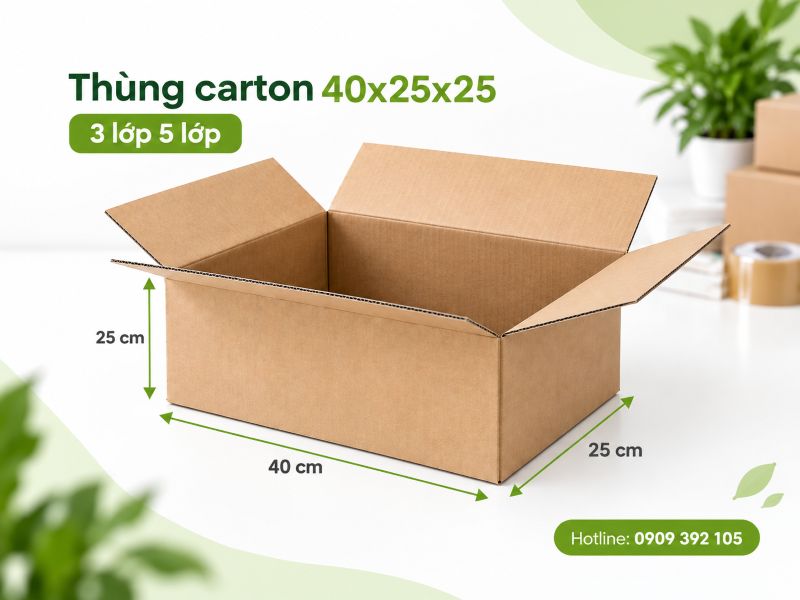 Thùng carton 40x25x25 3 lớp 5 lớp TPHCM