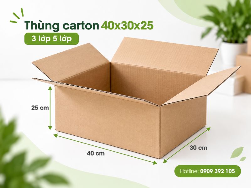 Thùng carton 40x30x25 3 lớp 5 lớp TPHCM