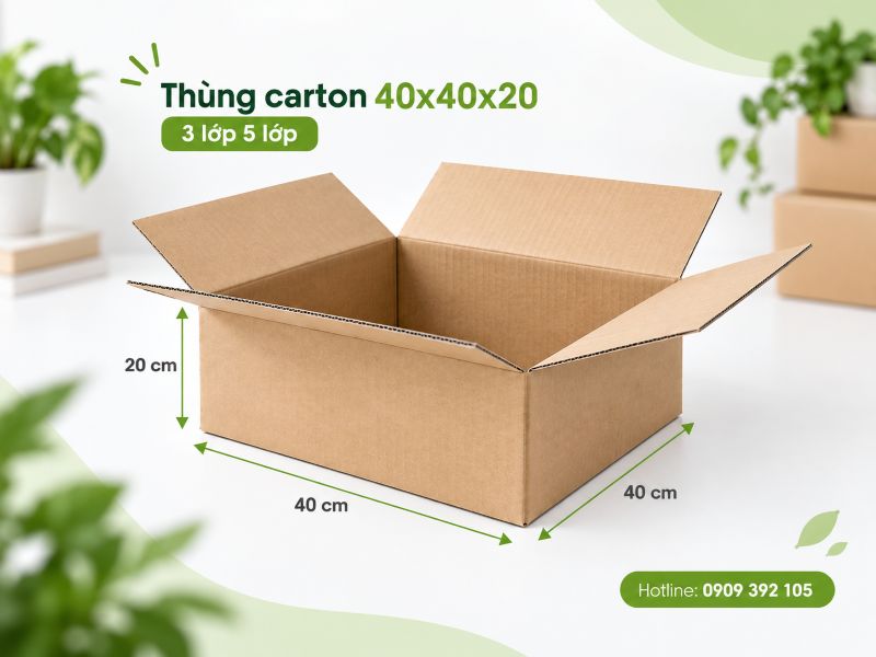 Thùng carton 40x40x20 3 lớp 5 lớp TPHCM