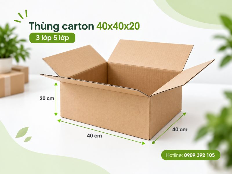 Thùng carton 40x40x20 3 lớp 5 lớp TPHCM