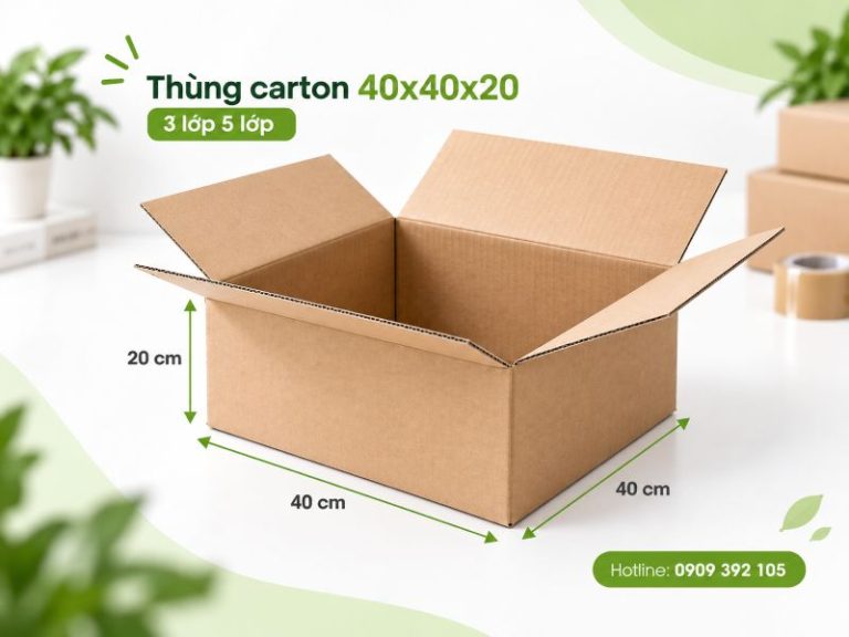 Thùng carton 40x40x20 3 lớp 5 lớp TPHCM