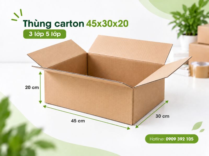 Thùng carton 45x30x20 3 lớp 5 lớp TPHCM