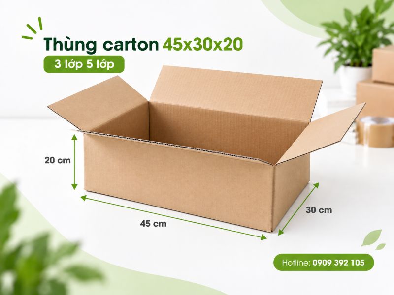 Thùng carton 45x30x20 3 lớp 5 lớp TPHCM
