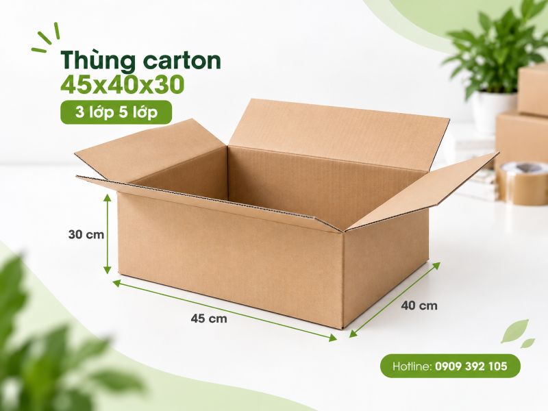 Thùng carton 45x40x30 3 lớp 5 lớp TPHCM
