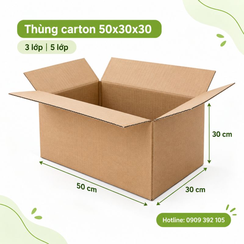 Thùng carton 50x30x30 3 lớp 5 lớp TPHCM