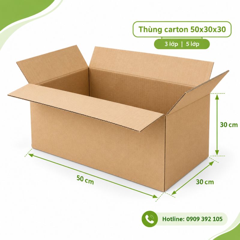 Thùng carton 50x30x30 3 lớp 5 lớp TPHCM