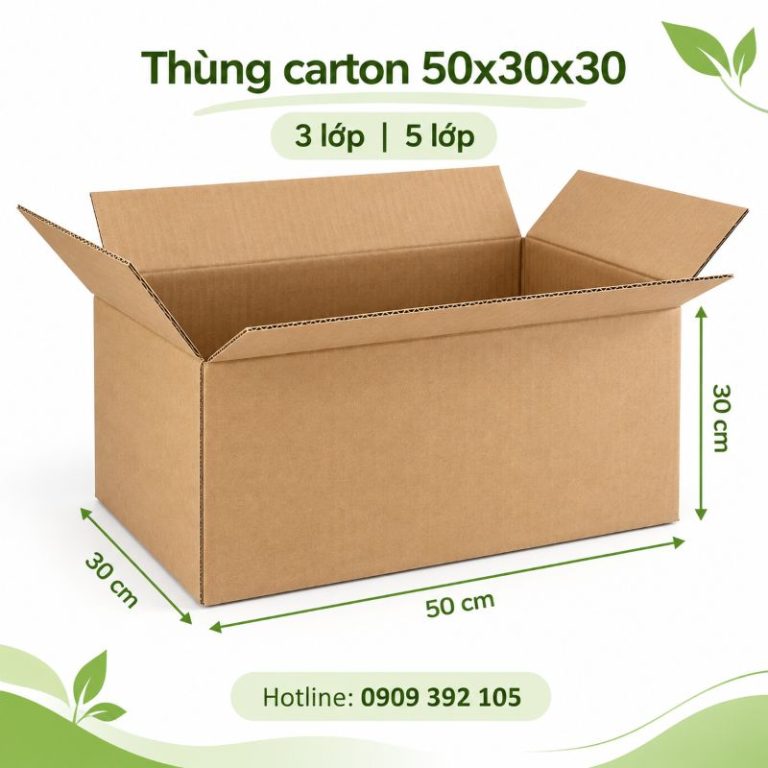 Thùng carton 50x30x30 3 lớp 5 lớp TPHCM