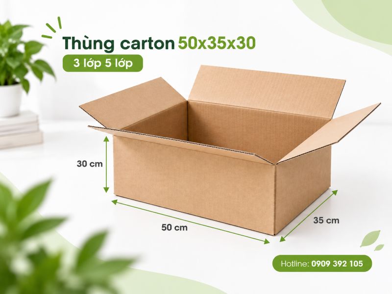 Thùng carton 50x35x30 3 lớp 5 lớp TPHCM